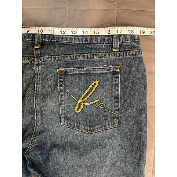 Bisou Bisou Jeans Women's 18 Blue Straight Leg Mid Rise Medium Wash Denim Pants - Picture 4 of 5